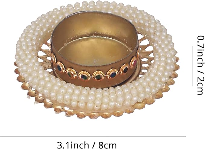 Tied Ribbons 4 Pcs Handmade Tealight Candle Holder for Pooja and Home Decoration | Mandir, Temple | Diwali Decorations, Gifts | Indian Decorations