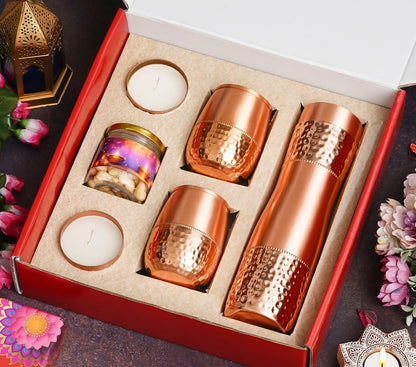 Elegant Copper Bottle with Tumbler Set
