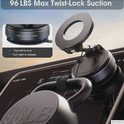 Vacuum Suction Magnetic Car Phone Holder | 360° Rotation | Free Shipping + COD India